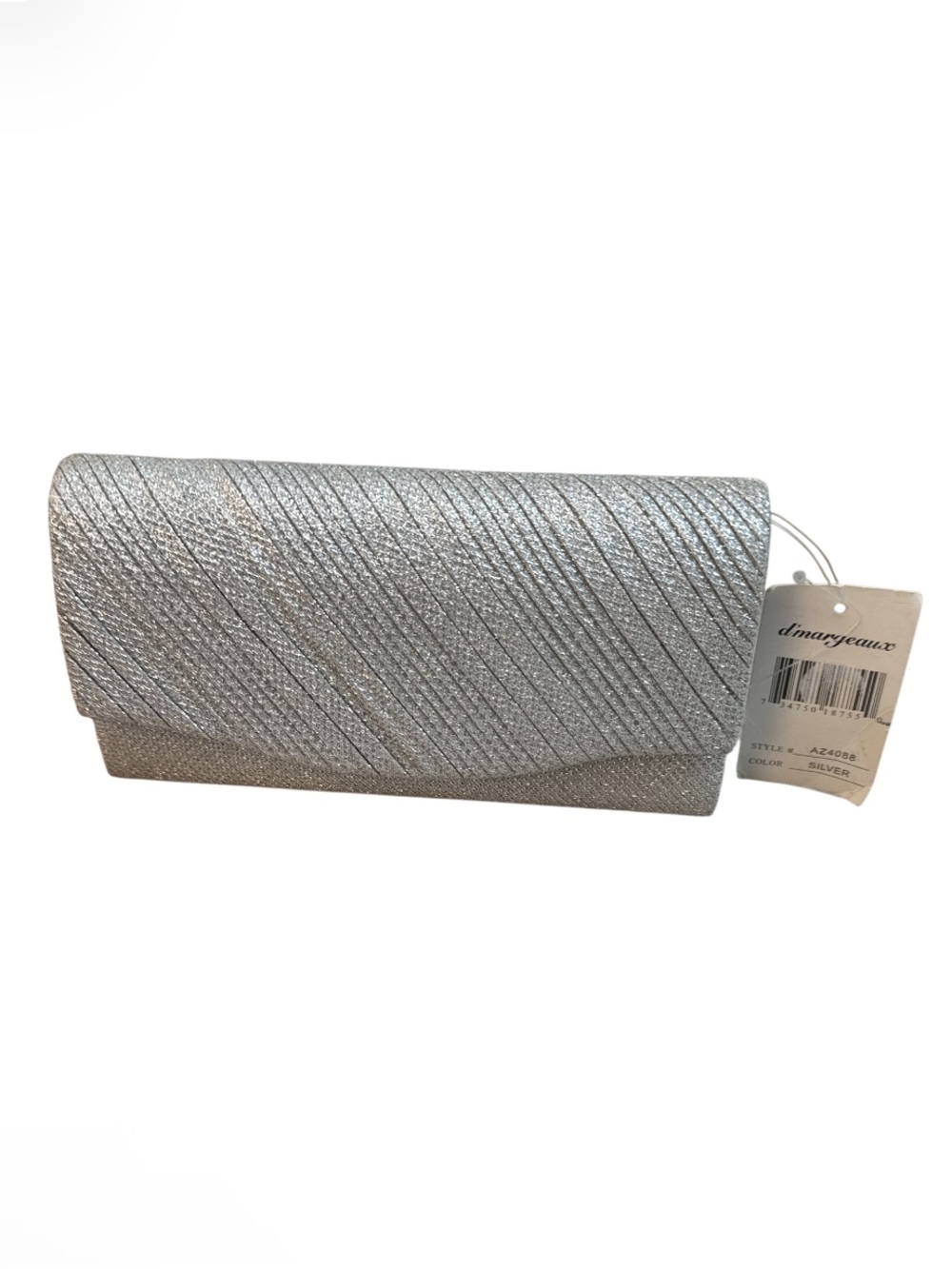 D’margeaux Macy’s Silver Evening Clutch Party Cocktail Sparkle Purse w Strap